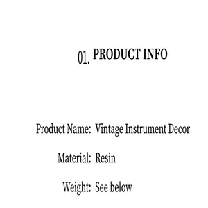 Especificaciones detalladas del adorno de instrumento musical vintage hecho de resina.