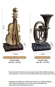 European vintage violin and saxophone musical instrument resin ornaments for decor