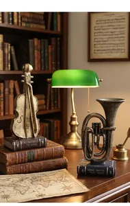 Antique style gold musical instrument sculptures of violin and tuba for home decor
