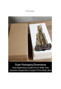 Detailed view of the vintage violin ornament showing its protective packaging and dimensions.