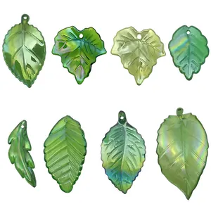 Variety of iridescent green leaf sequins for DIY craft projects
