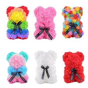 Various colorful PE foam rose bears with Just for you ribbons for Valentine's gifts