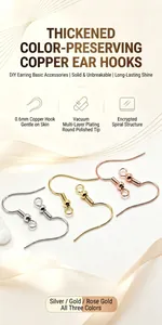 Componentes de pendientes de gancho de cobre en plata oro y oro rosa DIY 0.6mm