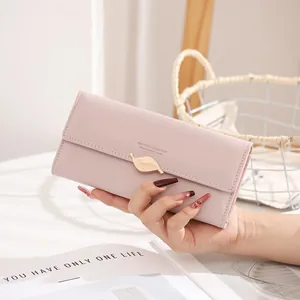 Portefeuille Long pour Femmes en Cuir PU avec Boucle en Métal Feuille Porte-Cartes Grande Capacité Pochette Élégante