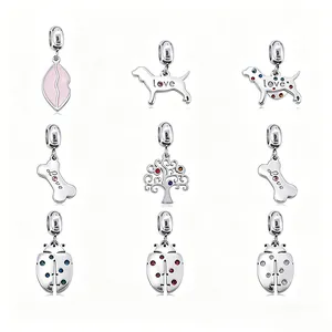 Stainless Steel Tree Of Life Ladybug Animal DIY Charm Pendant For Bracelet Necklace Making Enamel Rhinestone Jewelry Accessory