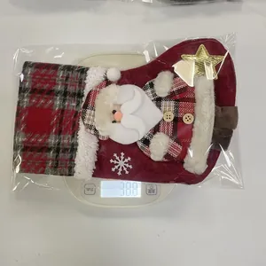 Santa Claus Christmas stocking with red plaid pattern and gold star weight measurement display