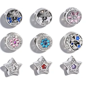 316L Stainless Steel Heart Of The Ocean Charm Beads Dragonfly Star Enamel Rhinestone Pendants For DIY Bracelet Jewelry Making