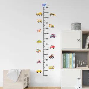 Cartoon Transportation Vehicles Height Growth Chart Wall Sticker For Kids Room PVC Removable Measuring Ruler DIY Wall Decals