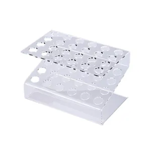 Clear acrylic 36-hole tiered display stand for organizing pens and eyebrow pencils