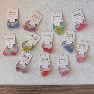 Collection d'élastiques à cheveux cœur et étoile aux couleurs acidulées