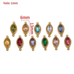 Multicolor marquise crystal pendants in gold setting, 13x6mm for DIY jewelry making