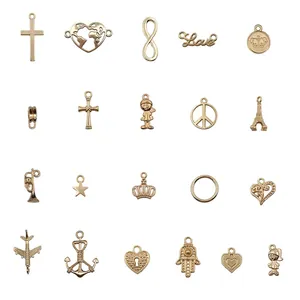 Variety set of vintage KC gold alloy charms for DIY necklace and earring creations
