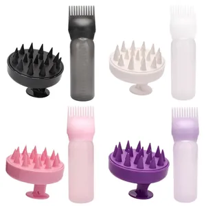 Kit de flacon applicateur de teinture et brosse de massage du cuir chevelu en 4 couleurs