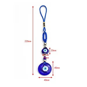 Turks blauw glazen boze oog hanger voor auto of tas met zeer duidelijke afmetingen