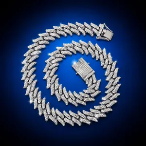 Iced Out Cuban Link Kette Halskette Legierung Full Rhinestone Flammen Dornen Hip Hop Rap Schmuck Herren Damen