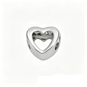 Cuentas Espaciadoras de Aleación en Forma de Corazón Calado Color Plata para DIY Pulsera Collar Accesorio de Joyería Regalo Mujer Joyería