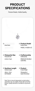 Detailed specifications of minimalist moissanite necklace with invisible line design