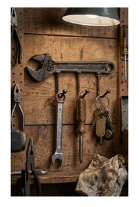 Gancho de pared industrial de hierro fundido estilo LOFT con forma de llave inglesa