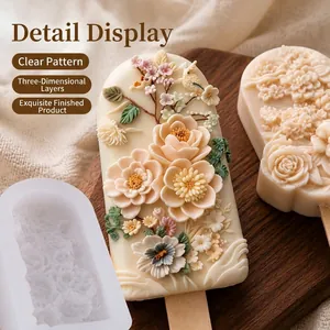 Molde profesional de silicona con diseño floral para helados y polos creativos DIY