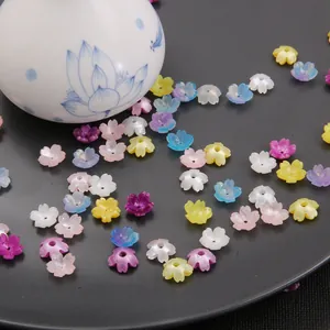 Vintage Cellulose Acetate Flower Beads For Jewelry Making DIY Faux Shell Flower Accessories For Earrings Hairpins Craft