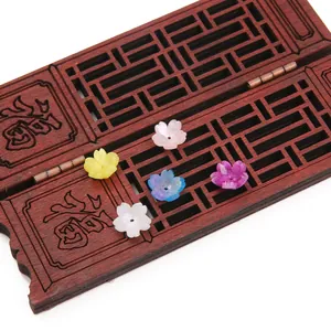 Five colorful resin shell-style flower charms for DIY ancient style jewelry making