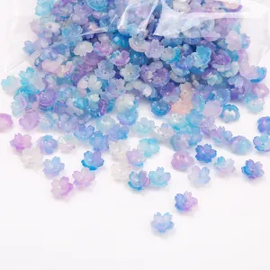 DIY 3D shell-like flower beads in blue and purple for earring and jewelry making