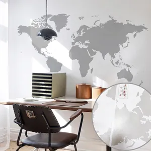 Vista dettagliata dell'adesivo murale mappa del mondo grigio con trama e retro adesivo