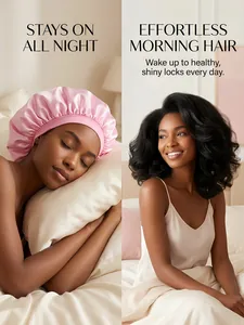 Cuffia da notte in seta rosa per capelli sani e luminosi ogni mattina al risveglio