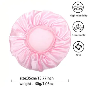 Cuffia da notte in raso rosa da 35cm con ampia fascia elastica cuffia traspirante