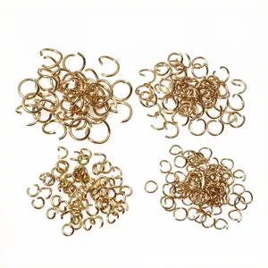 Lot d'anneaux de jonction en acier inoxydable doré de tailles 3-10mm pour bijoux DIY.