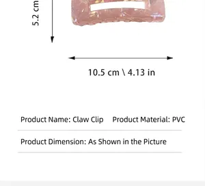 Dimensions of pink iridescent mermaid claw clip showing 10.5cm length and 5.2cm height
