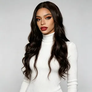 Long Wavy Middle Part Synthetic Hair Wig For Women High Temperature Fiber Natural Big Wave Curly Hair Daily Party Wig