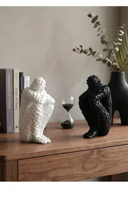 Modern abstract human sculptures with pixelated texture for luxury home decoration