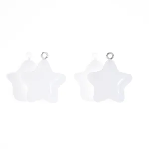 Süße weiße leuchtende Stern-Resin-Anhänger mit Metallösen für DIY-Schmuckherstellung