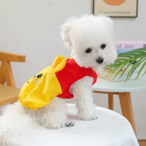 Süße rote und gelbe ärmellose Haustierjacke für kleine weiße Hunde mit Cartoon