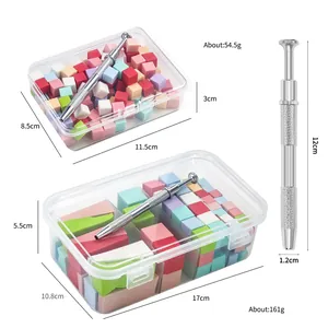 Detailed dimensions of nail art sponge set with cubes and grabber tool