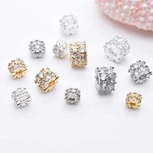Kupfer Zirkonia Abstandshalter-Perlen Für DIY Schmuckherstellung Gold Silber Plattiert Radform Charms Für Armband Kette