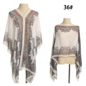 Eleganter Chiffon-Sonnenschutzschal für Damen mit Paisley-Muster, Modell Nr. 36