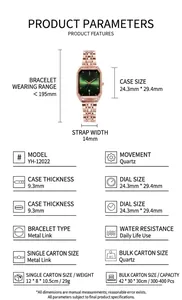 Specifiche dettagliate del prodotto dell'orologio al quarzo GEDI da donna in oro rosa e verde