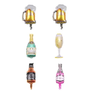 Mini Beer Mug Aluminum Foil Balloon Cartoon Cheers Pattern Mylar Balloon For Birthday Party Celebration Decoration