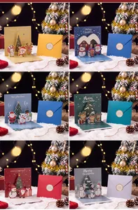 Set of 6 creative 3D Christmas pop-up cards featuring Santa, reindeer and trees