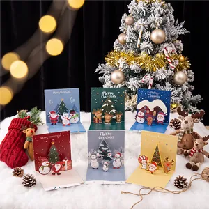 Group view of 6 unique 3D pop-up Christmas cards featuring festive holiday designs