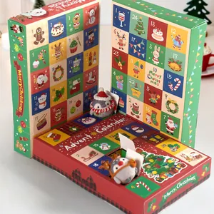 Calendrier de l'Avent de Noël Dessin Animé Boîte Mystère Compte à Rebours 24 Jours Boîtes Cadeaux en Carton pour Enfants