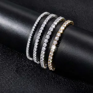 Bracciale Tennis Acciaio Titanio Zirconia Cuore Taglio Rotondo Gioielli Hip Hop Iced Out Per Uomo Donna Elegante