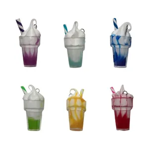 Set of 6 colorful 3D resin ice cream charms for DIY jewelry making