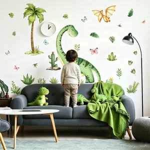 Large watercolor dinosaur wall decals set for a kids room nursery wall decoration