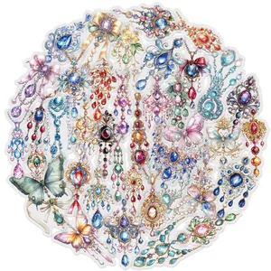 Set mit 50 dekorativen Aquarell-Schmetterlings- und Schmuck-PET-Aufklebern für Scrapbooking
