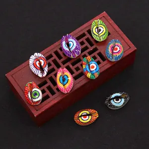 Natural Evil Eye Shell Beads Conch Shape Hand Painted Shell Charms For DIY Jewelry Making Bohemian Style Pendants Shell Accessories