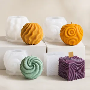 Silicone Mold For DIY Candle Making Geometric Spiral Ball Cube Shape Aromatherapy Soap Plaster Crafting Tool