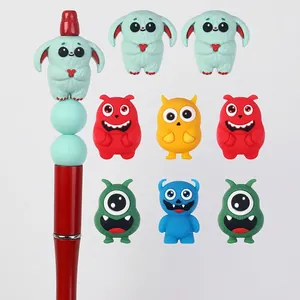 Süße 3D Monster Silikon Perlen BPA Frei Lebensmittelqualität Silikon Lose Perlen Für DIY Perlenstifte Schlüsselanhänger Schmuck